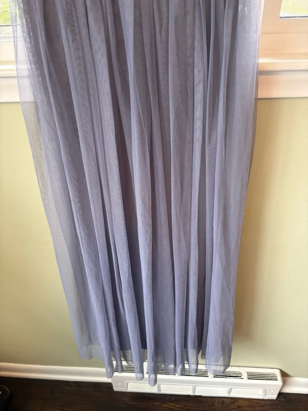 BHLDN Slate Blue Tulle Gown with Metallic Floral Embroidery NWT - Picture 4 of 9